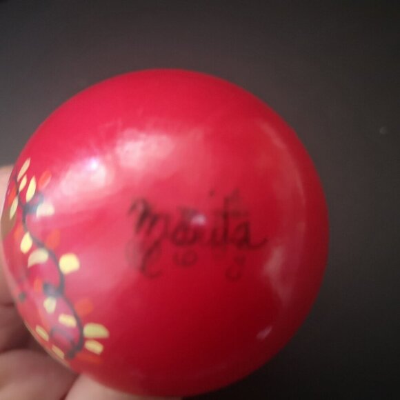 Handmade Mr. & Mrs. Santa Claus Hand Painted on Lightbulbs 4" High Red White - Picture 3 of 3